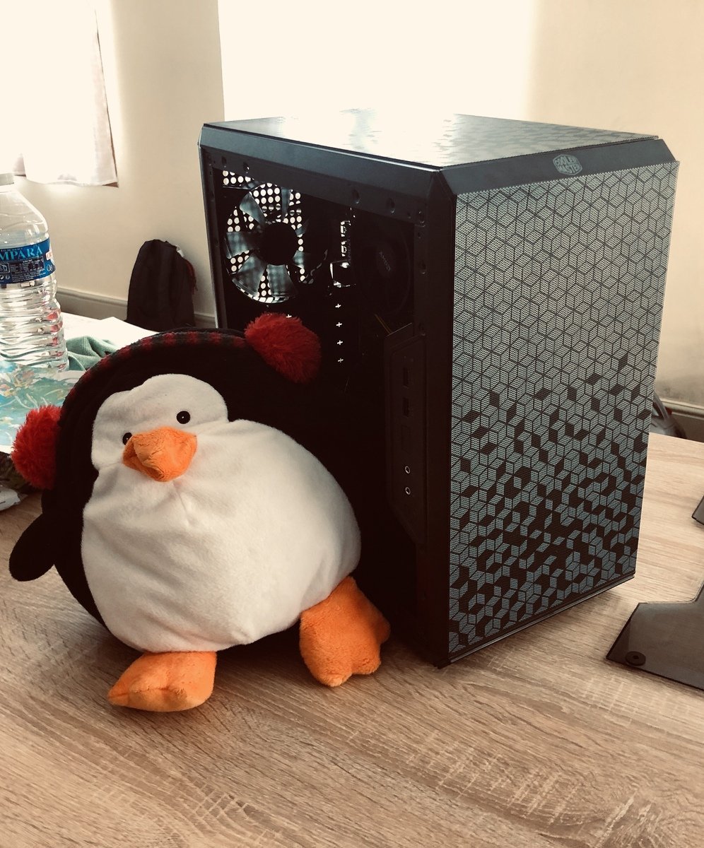 Pingouin Tux devant un PC assemblé - passion informatique et autoformation chez Vido-it